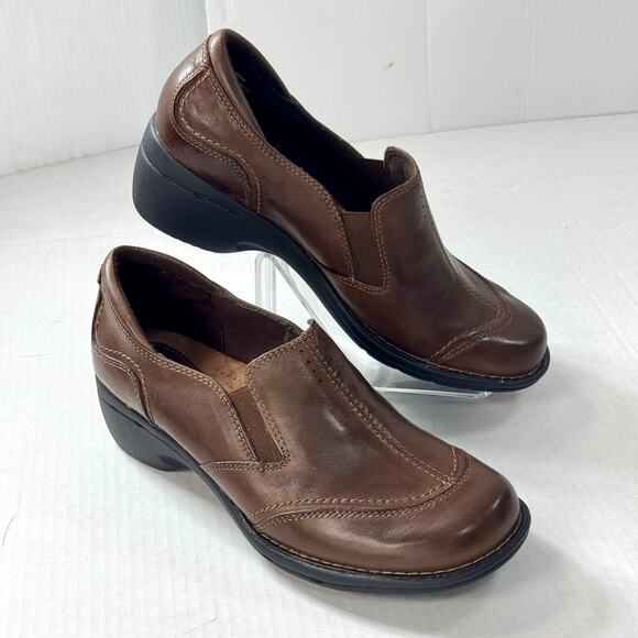 Earth Origins Brown Leather Chunky Wedge Platform Shoes Veronica Too Women 8.5 M - Picture 4 of 13